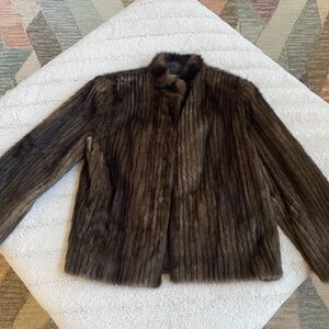 Classic Brown Women's Fur Jacket - Elegant Evening Outerwear